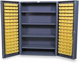 Durham Heavy Duty Welded 14 Gauge Steel Cabinet with 128 Bins, DC48-128-4S-95, 700 lbs Capacity, 24" Length x 48" Width x 78" Height, 4 Shelves