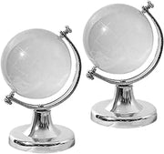 Totority 2Pcs Earth Map Globes with Solid Base Transparent Crystal Desktop World Map Globes for Home Office Table Decoration and Creative Ornament Gift
