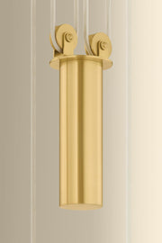 Emmons 1-Light Pendant | Essential & Modern Style | Aged Brass Finish | Made of Aluminum & Diffuser | Adjustable Hang Height 27-116" | 30" Dia x 6.75" H | -AGB/SWH by Hudson