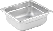 Winco 2 1/2" Silver 1/6 Size Metal Steam Table Pan, Anti-Jam (Set of 72)