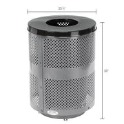 Outdoor Perforated Steel Trash Can by Global Industrial – Steel, Gray, Model 261925GYD
