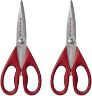 KitchenAid All Purpose Kitchen Shears with Protective Sheath Durable Stainless Steel Scissors,Dishwasher Safe,Soft Grip Comfort Handle,8.72 Inch,Red,(Pack of 2)