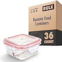 Glass Portion Control Bariatric Containers (36 Pack), 3 Cup Food Containers with six 4 oz Compartments, 4oz Food Storage Containers for meal prep, Microwave Safe Glass Portion Containers with Lids