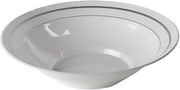 Masterpiece Plastic Dinnerware, Bowl, White/Silver, 10 oz