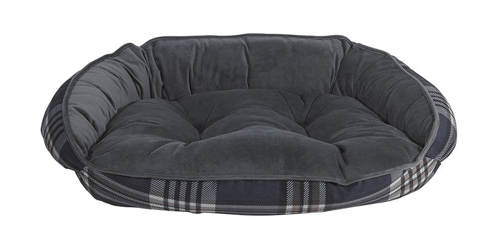 Crescent Bed by Bowsers – Polyester, Tartan Plaid Microvelvet, Model 17862