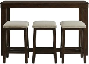 Furnifact Cherry Veneer Bar Table Set with Transitional Style, Counter Height Pub Cocktail Table and High Top Drink Table for Home Bar, Dark Walnut