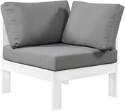Gray Fabric Outdoor Patio Aluminum Corner Chair, Contemporary Style, Comfortable Back and Seat, Durable Frame, Suitable for Outdoor Spaces