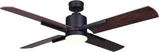 Canarm LOXLEY 52” Ceiling Fan, Matte Black, Rustic Maple Plywood Blades, 20W Dimmable LED, Remote Control, 3 Speeds, Dual Mount, Modern Rustic, Bedroom, Living Room