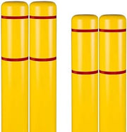 BollardGard 7inches x 60inches 4-Pack Bollard Cover - Innoplast (Yellow Red Tape)
