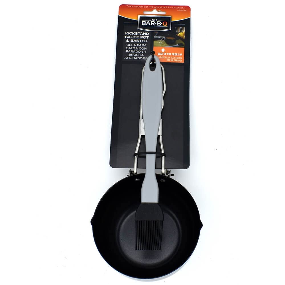 Kickstand Sauce Pot & Baster by Mr. Bar-B-Q – 1", Silicone, Black, Model 06833Y