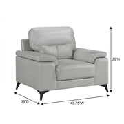 Leather-Upholstered Armchair with Solid Arms by Starlight Canyon Home – Leather, Grey
