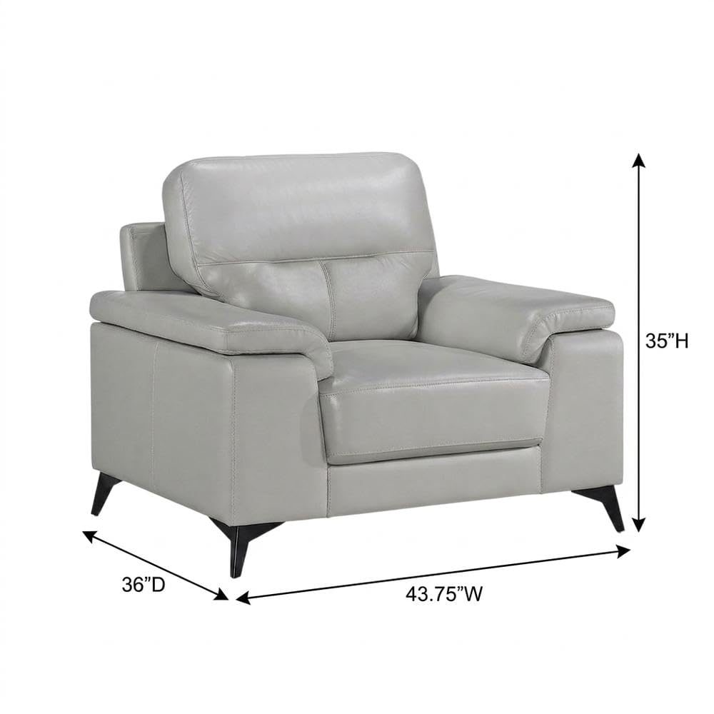Leather-Upholstered Armchair with Solid Arms by Starlight Canyon Home – Leather, Grey