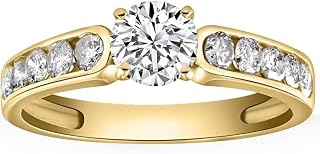 Pompeii 1 Ct Diamond Engagement Ring With Channel Set Accents in 10k Yellow Gold