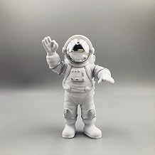 Figurine Astronaut Statue Spaceman Décor,Desktop & Tabletop Decorative Cute Mini Space Figure Ornament,Cake Toppers Decoration and Craft Gift(Silver and White Astronaut Statues)