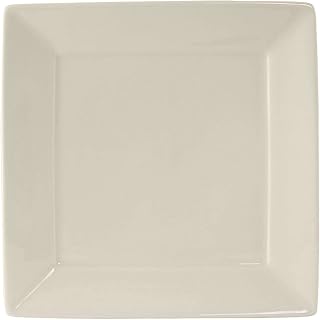 Tuxton China BEH-1016 Plate, 10-1/8", Square, Wide Rim, Microwave and Dishwasher Safe, Oven Proof, Fully Vitrified, Ceramic, DuraTux, American White/Eggshell, Pack of 12