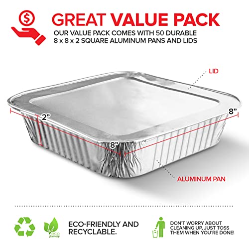 Stock Your Home 50 Pack / Silver / Pans W/Lids. Disposable Cookware