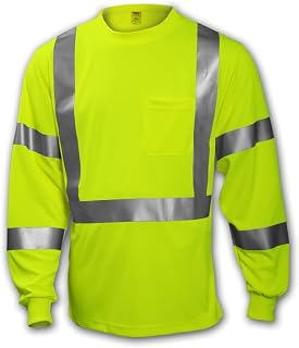 TINGLEY Job Sight S75522 High Visibility Class 3 Long Sleeve T-Shirt, Extra-Large, Fluorescent Yellow-Green | 2-inch silver reflective tape reflects light for 360-degree nighttime conspicuity, High-visibility Long Sleeve T-Shirt