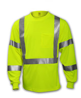 Job Sight High Visibility Class 3 Long Sleeve T-Shirt by TINGLEY – X-Large, Polyester, Fluorescent Yellow-green, Model S75522