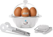 Dash Rapid Egg Cooker | Compact Poacher, Steamer, Boiler and Omelette Maker for Meal Prep, 7 Hard-Boiled Capacity with Auto Shut Off, Includes Egg Cutter & Tongs, Great for Dorms & Apartments, White
