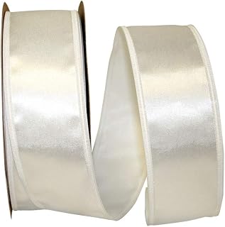 Reliant Ribbon 5102W-030-16K Dyna Satin Ez Wired Edge Ribbon, 2-1/8 Inch X 50 Yards, White
