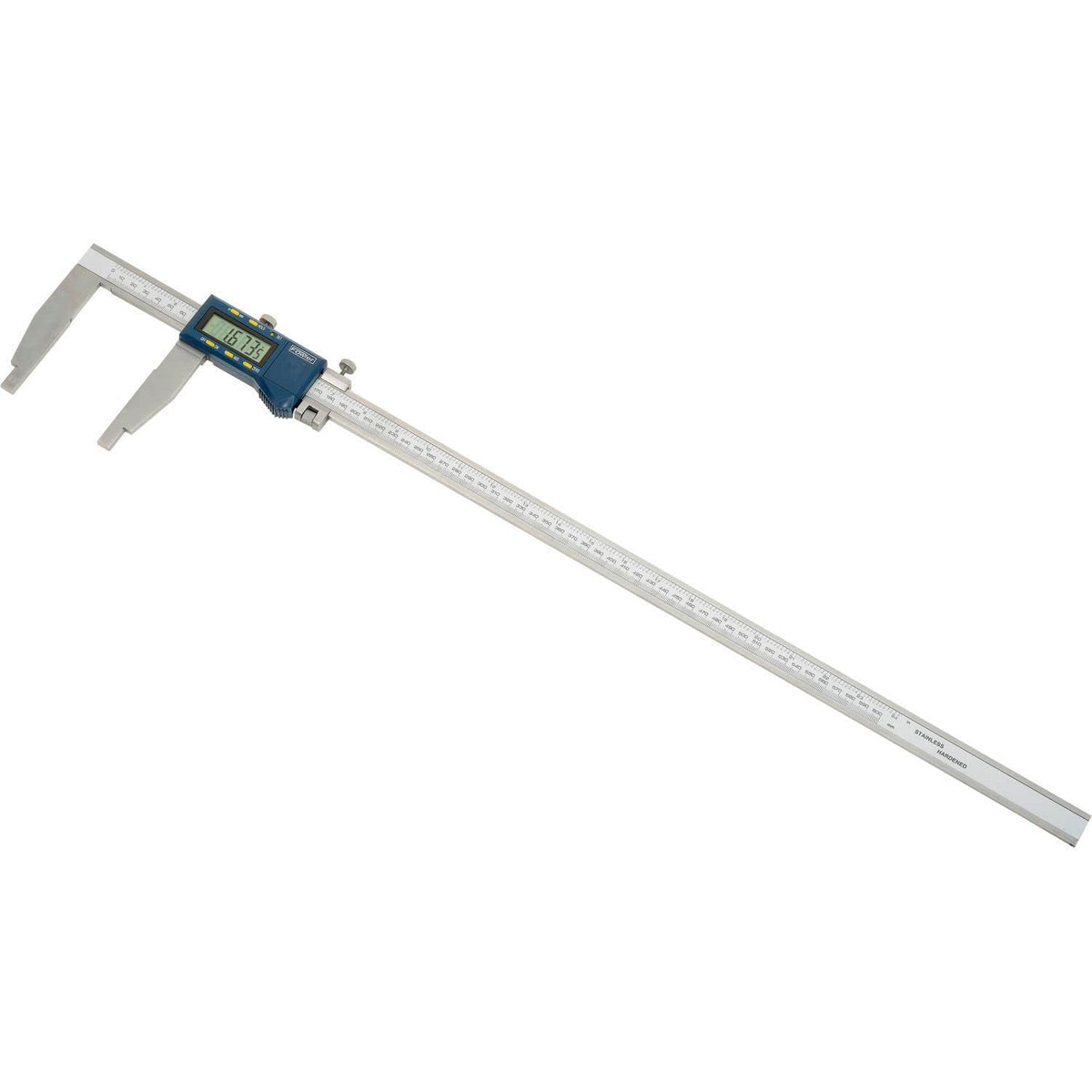 Xtra-Range Digital Caliper - 0-24" Range by Fowler – 32"L x 7"W x 1.5"H, Stainless Steel, Gray/Blue, Model 54-100-024-1