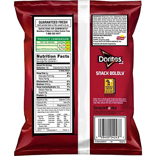 Doritos Reduced Fat Nacho Cheese / 72 Ounce (Pack of 1) / No Color Tortilla