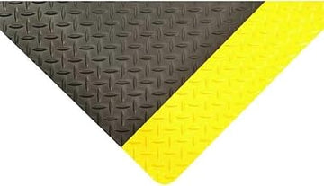 Notrax Antifatigue Mat, 4 ft. L x 2 ft. W, 9/16" Thickness, Vinyl, Diamond Plate, Black/Yellow - 1 Each