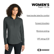 Women's Regain 1/2-Zip - Lightweight Athletic Pullover by OGIO – Medium, Blacktop, Model LOG172
