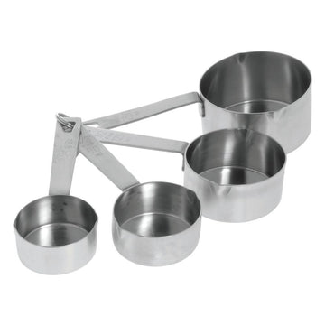 Measuring Cup Set Stainless Steel with Heavy Duty Strip Handles by HUBERT – Stainless Steel, Silver, Model MCHT4