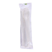 Eco-Products Compostable CPLA 6" Plastic Utensil Set – Wrapped Plantware Cutlery, Case of 250, White Disposable Knife, Fork, Spoon, and Napkin, Renewable Material Made from Plants, Sturdy and Strong