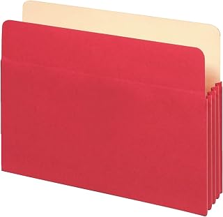 ACCO Brands Pendaflex Color Reinforced File Pocket, 3 1/2" Expansion, Letter Size, Red (1524E RED)