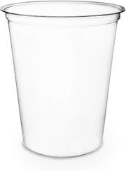 Vegware Compostable 32oz Clear Round Deli Containers, Case of 500, PLA Plastic Meal Prep, Made from PLA, A Renewable Material Made from Plants, One Lid Fits All Sizes