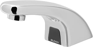 Sloan Optima EBF-615 Sensor Faucet, 0.5 GPM, Back-Check Tee, 4" Trim Plate | Battery Power Supply, Low Body, Deck Mounted, Infrared Sensor, Multi-Laminar Spray, Polished Chrome Finish 3315114BT