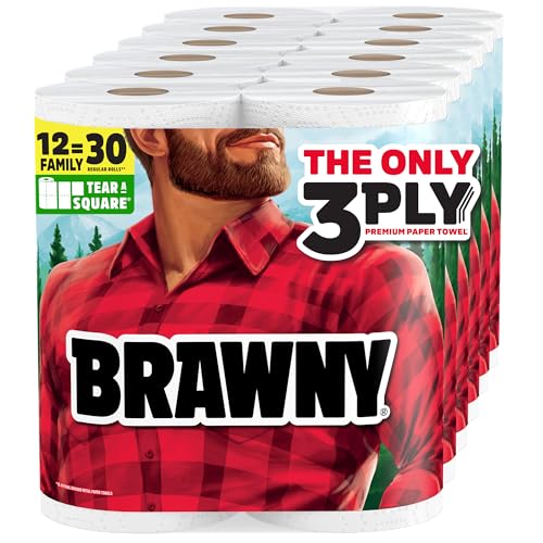 Brawny 12 Family Rolls (100 Sheets Each) / White / 1 Paper Towels