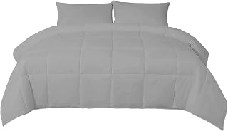 5 Pcs Box Stitched Comforter Set 100% Egyptian Cotton 500 GSM Fill Duvet Insert All Season Bedding Set Quilted with Corner Tabs Comforter Set-Silver King (106'' x 90'')