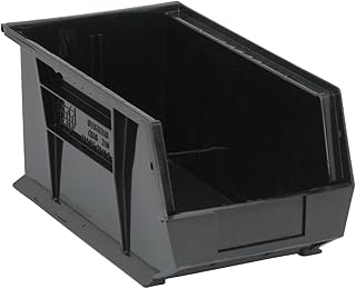 QUANTUM STORAGE SYSTEMS K-QUS240CO-3 3-Pack Ultra-Stack and Hang Bins, 14-3/4" x 8-1/4" x 7", Black Conductive