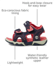 unisex child Adventure Seeker 2-strap - T K Sandal by Timberland – 4 Toddler, Synthetic Leather, Navy With Pink, Model TB0A1JZL_ZL0