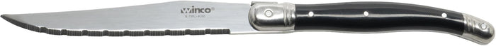 Winco Stainless Steel Steak Knife, Pointed Tip, ABS Handle (Set of 12)