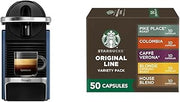 Nespresso Pixie Espresso Machine by De'Longhi, Navy Blue + Starbucks Capsules, Original Line