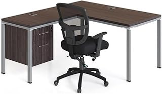 Boss Office Products Boss Office Simple System 66" x 24" L Desk with (1) Pedestal in Driftwood
