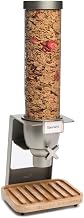 Rosseto EZ545 EZ-SERV Single Container Table-Top Cereal Dispenser with Bamboo Tray, 1.3-Gallon Capacity, 9" Length x 9.27" Width x 26" Height