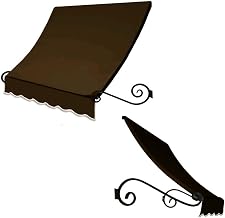 AWNTECH 10.38 FT. Charleston Fixed Awning 124.5 in. W X 24 in. H X 24 in. D Acrylic Fabric in Brown CT22-10BR
