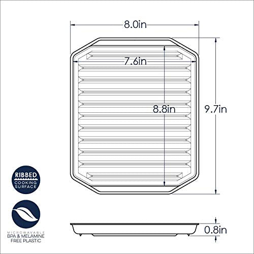 Microwave Compact Bacon Plastic Rack by Nordic Ware – 8.8" x 7.6" x 0.6", Plastic, White, Model 60110AMZ