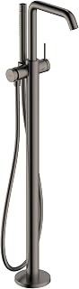 hansgrohe Tecturis S 1-Handle Freestanding Bathtub Faucet with Handshower in Brushed Black Chrome, 73440341