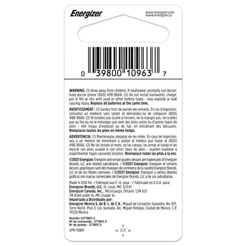 Energizer Multicolor / 2 Count (Pack of 2) / 377 Coin & Button Cell