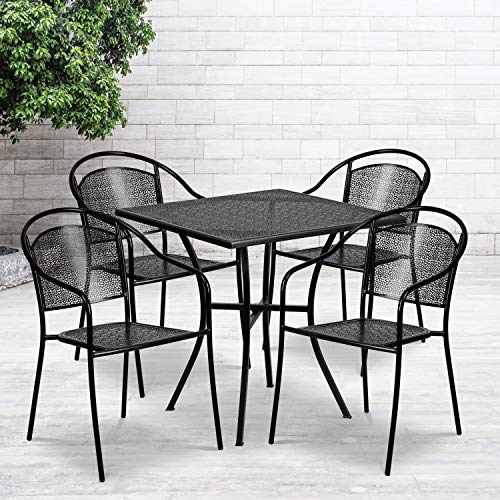 Flash Furniture Gold / 28" / 4 Round Chairs + Square Table Dining Sets