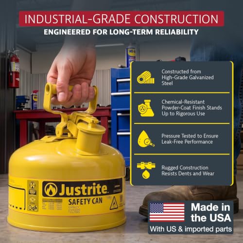 Justrite Yellow / 2 Gallon / Type I Cans