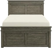 Starlight Canyon Home King Platform Bed, Solid New Zealand Pine, Grey Distressed Craftsman Finish, Oxidized Iron Hardware