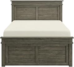 Starlight Canyon Home King Platform Bed, Solid New Zealand Pine, Grey Distressed Craftsman Finish, Oxidized Iron Hardware