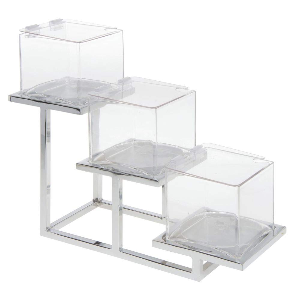 3-Tier Chrome Holder for 5" Cube by HUBERT – Metal, Grey